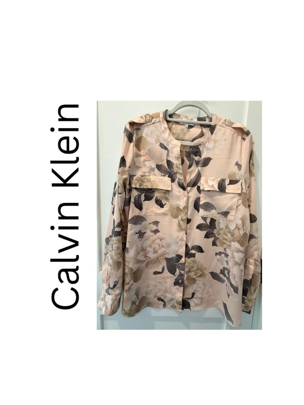 Chinois Style Calvin Klein Roll Tab Blouse - L NWOT
